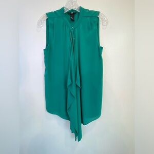 H&M Draped Layer Button Front Sleeveless Green Blouse Top